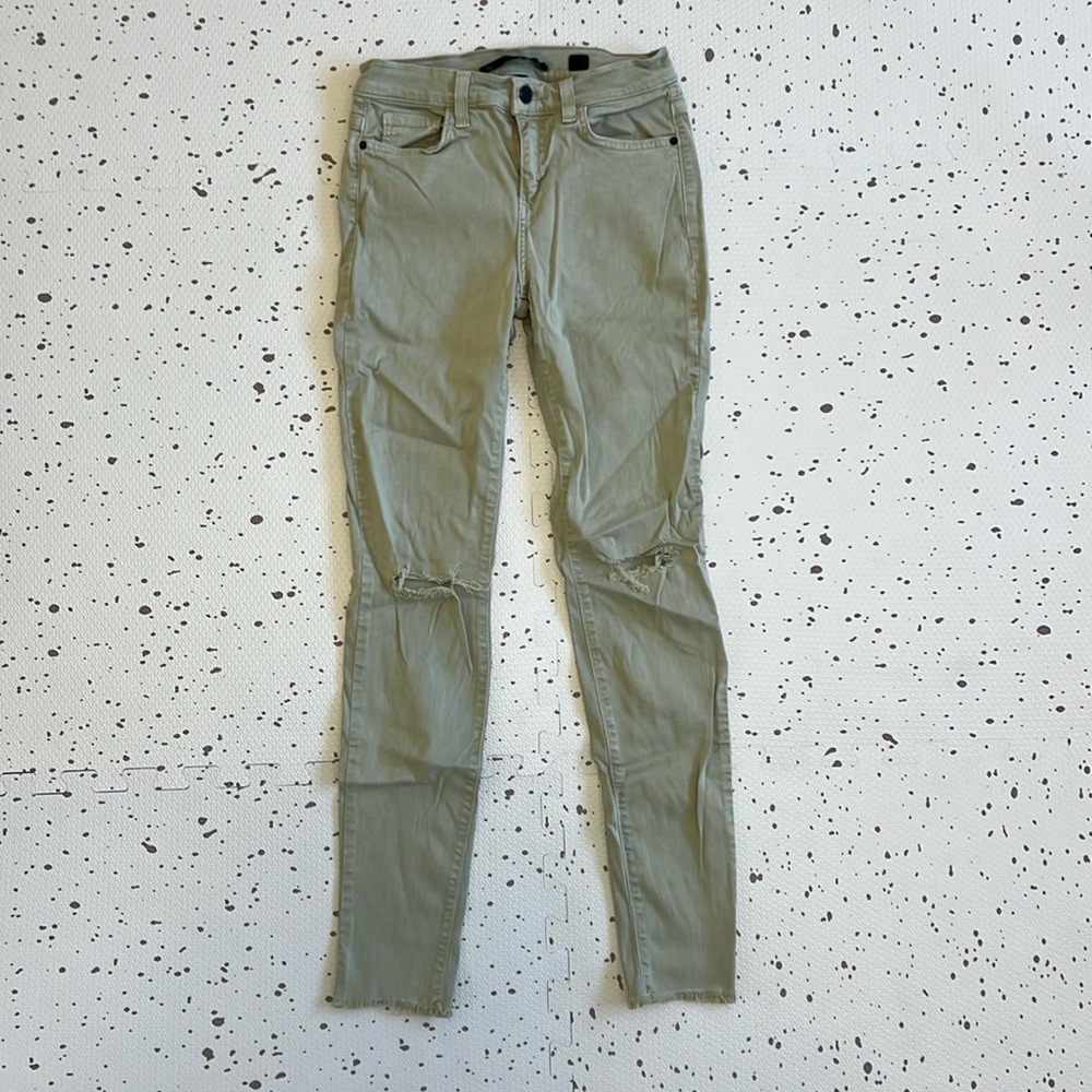 💘 SP BLACK - LIGHT GREEN RYLIE DISTRESSED FRAYED HEM SKINNY JEAN